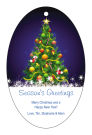 Decorated Christmas Tree Vertical Oval Hang Tag
